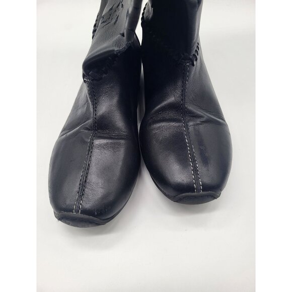 STEVE MADDEN SZ 7 Black Leather Moccasin Cutout Boots Festival Southwest Boho - Picture 3 of 13